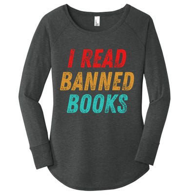 I Read Banned Books Im With The Banned Vintage Retro Women's Perfect Tri Tunic Long Sleeve Shirt