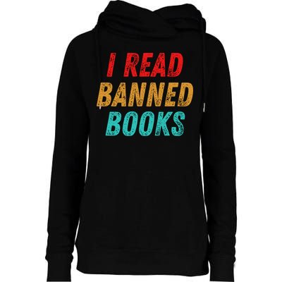 I Read Banned Books Im With The Banned Vintage Retro Womens Funnel Neck Pullover Hood