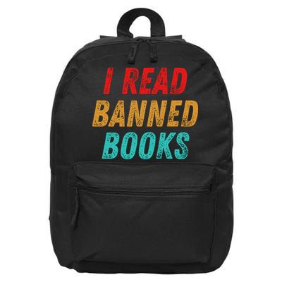 I Read Banned Books Im With The Banned Vintage Retro 16 in Basic Backpack