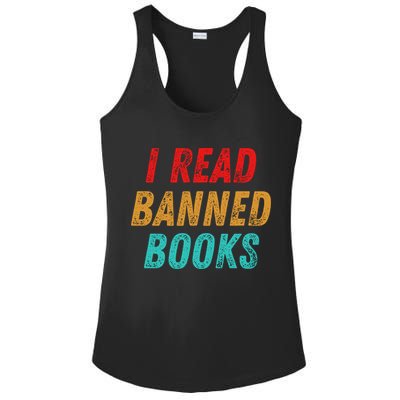 I Read Banned Books Im With The Banned Vintage Retro Ladies PosiCharge Competitor Racerback Tank