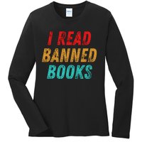 I Read Banned Books Im With The Banned Vintage Retro Ladies Long Sleeve Shirt