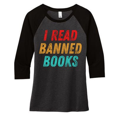 I Read Banned Books Im With The Banned Vintage Retro Women's Tri-Blend 3/4-Sleeve Raglan Shirt