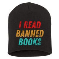 I Read Banned Books Im With The Banned Vintage Retro Short Acrylic Beanie