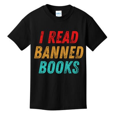 I Read Banned Books Im With The Banned Vintage Retro Kids T-Shirt