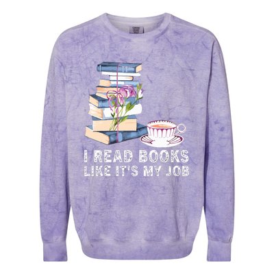 I Read Books Like Its My Job School Librarian Book Lover Colorblast Crewneck Sweatshirt