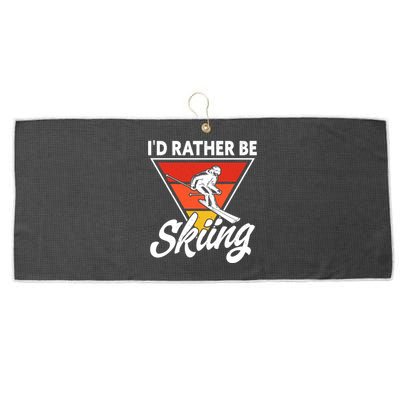 Id Rather Be Skiing Retro Vintage Ski Winter Skier Meaningful Gift Large Microfiber Waffle Golf Towel