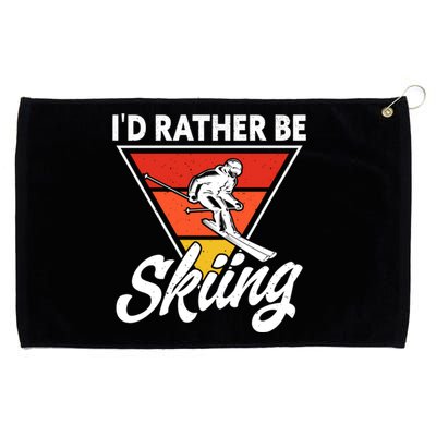 Id Rather Be Skiing Retro Vintage Ski Winter Skier Meaningful Gift Grommeted Golf Towel