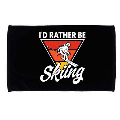 Id Rather Be Skiing Retro Vintage Ski Winter Skier Meaningful Gift Microfiber Hand Towel