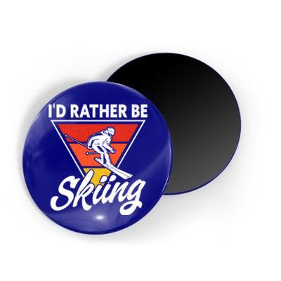 Id Rather Be Skiing Retro Vintage Ski Winter Skier Meaningful Gift Magnet