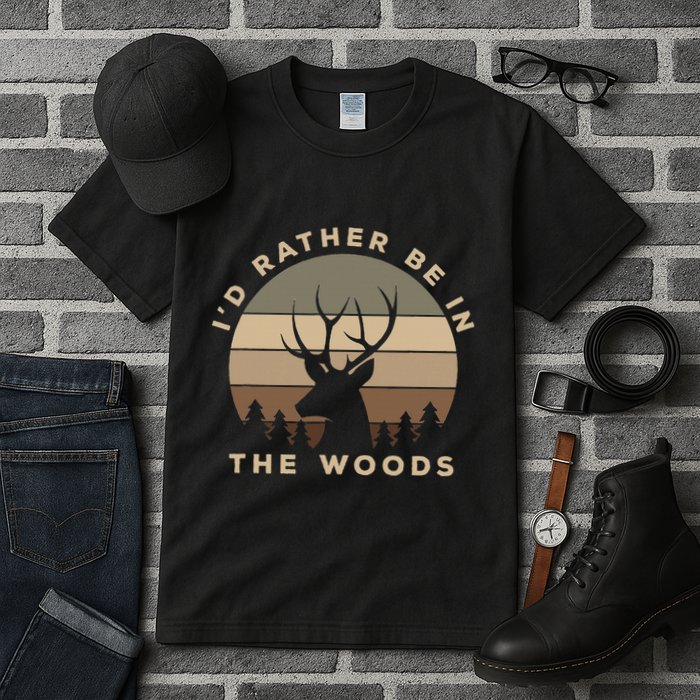 I'd Rather Be In the Woods Deer Hunting Tall T-Shirt