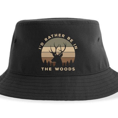 I'd Rather Be In the Woods Deer Hunting Sustainable Bucket Hat