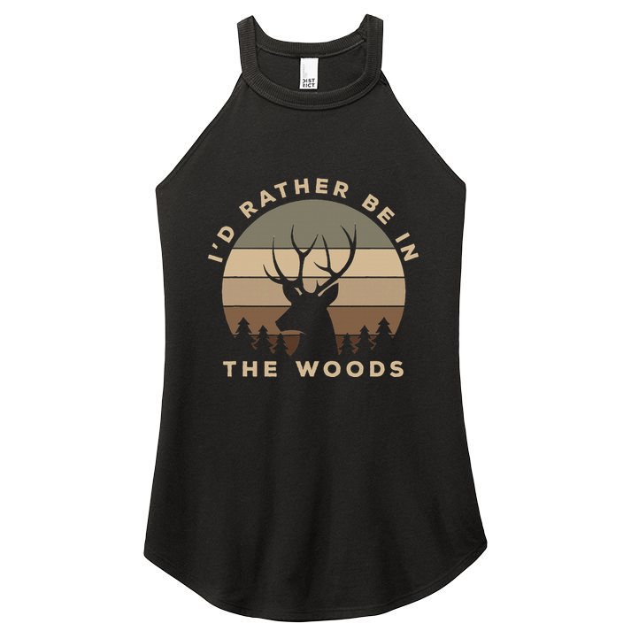 I'd Rather Be In the Woods Deer Hunting Women's Perfect Tri Rocker Tank