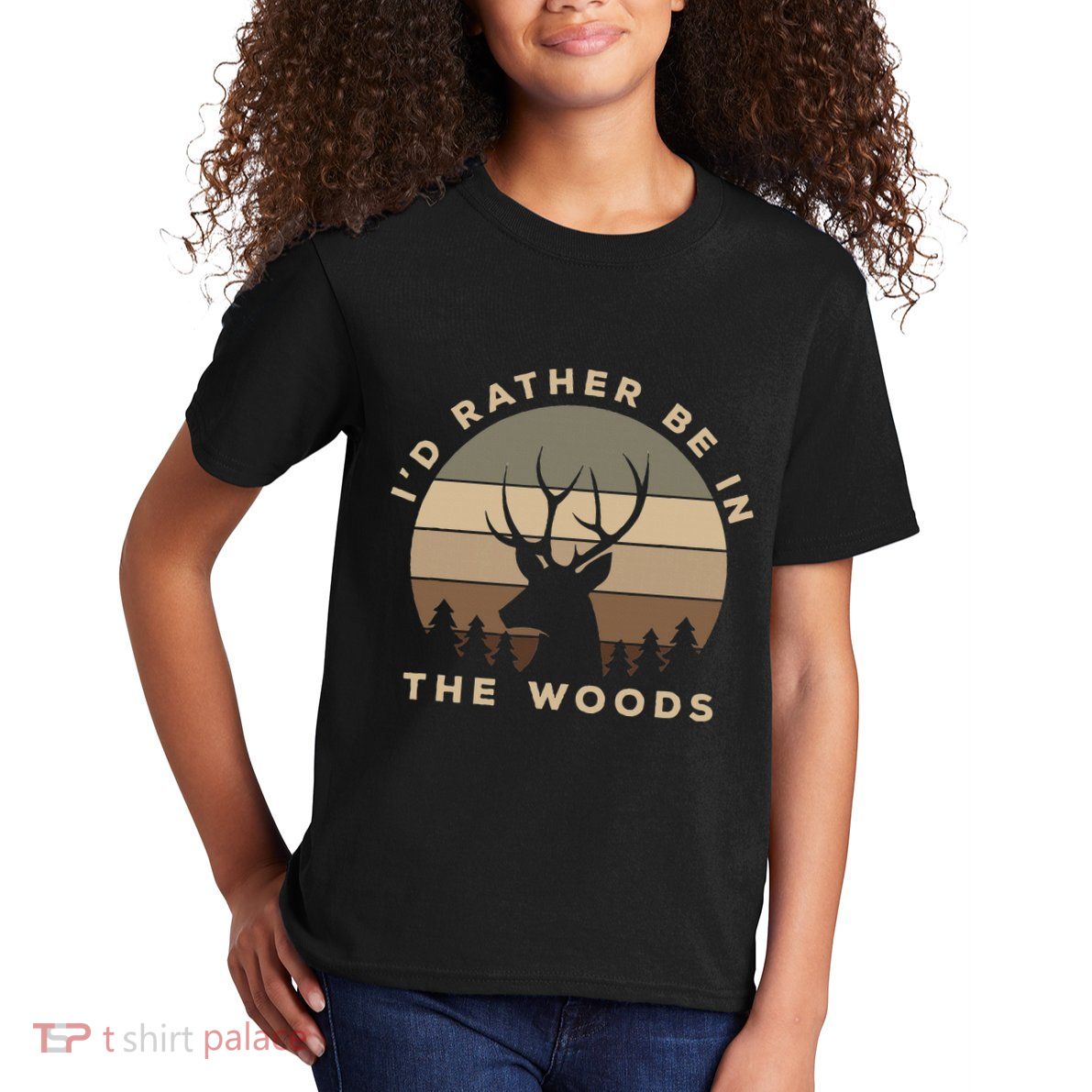 I'd Rather Be In the Woods Deer Hunting Kids T-Shirt