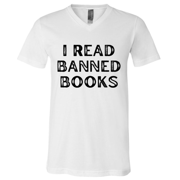 I Read Banned Books Im With The Banned Vintage Retro V-Neck T-Shirt