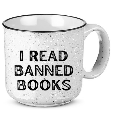 I Read Banned Books Im With The Banned Vintage Retro 15oz Campfire Ceramic Mug