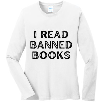 I Read Banned Books Im With The Banned Vintage Retro Ladies Long Sleeve Shirt