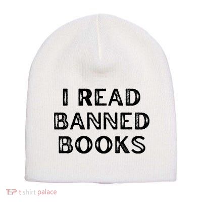 I Read Banned Books Im With The Banned Vintage Retro Short Acrylic Beanie