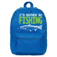 I'd Rather Be Fishing Funny Gift Cute Gift Trout And Salmon Fishing Lovers 16 in Basic Backpack