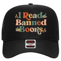 I Read Banned Books Week Librarian Freadom Reader Nerd Men High Crown Mesh Back Trucker Hat