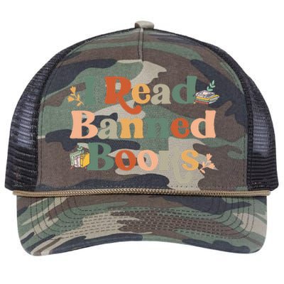 I Read Banned Books Week Librarian Freadom Reader Nerd Men Retro Rope Trucker Hat Cap