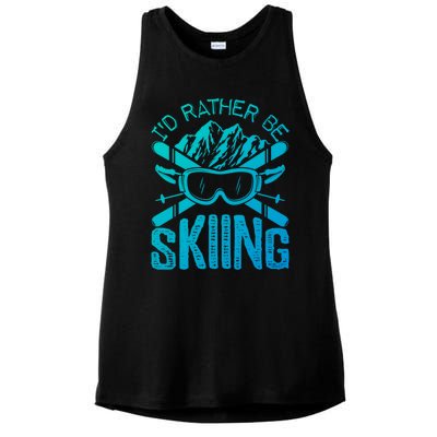 Id Rather Be Skiing Funny Cute Gift Skater Gift Ladies PosiCharge Tri-Blend Wicking Tank