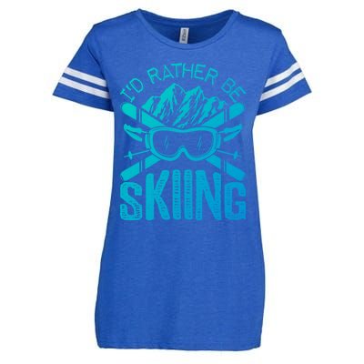 Id Rather Be Skiing Funny Cute Gift Skater Gift Enza Ladies Jersey Football T-Shirt