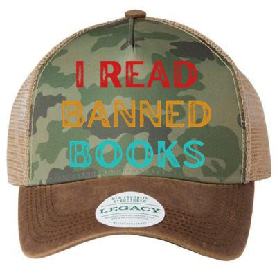 I Read Banned Books Im With The Banned Vintage Retro Legacy Tie Dye Trucker Hat