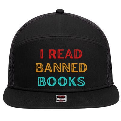 I Read Banned Books Im With The Banned Vintage Retro 7 Panel Mesh Trucker Snapback Hat