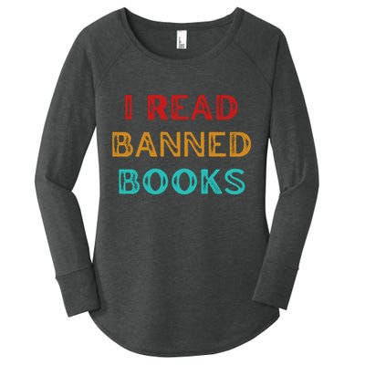 I Read Banned Books Im With The Banned Vintage Retro Women's Perfect Tri Tunic Long Sleeve Shirt