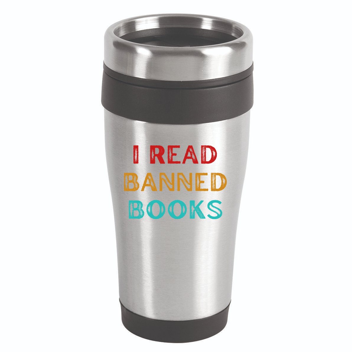 I Read Banned Books Im With The Banned Vintage Retro 16oz Travel Tumbler