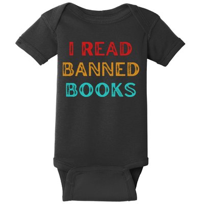 I Read Banned Books Im With The Banned Vintage Retro Baby Bodysuit