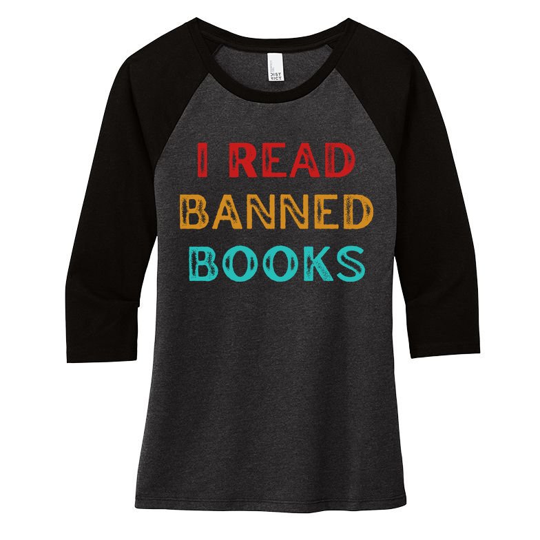 I Read Banned Books Im With The Banned Vintage Retro Women's Tri-Blend 3/4-Sleeve Raglan Shirt