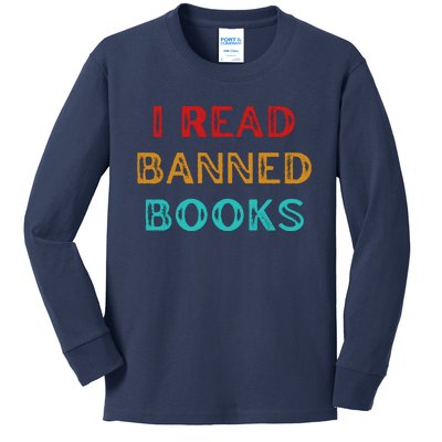 I Read Banned Books Im With The Banned Vintage Retro Kids Long Sleeve Shirt