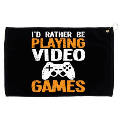 Id Rather Be Playing Video Games Funny Retro Gaming Funny Gift Grommeted Golf Towel