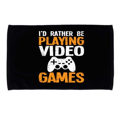 Id Rather Be Playing Video Games Funny Retro Gaming Funny Gift Microfiber Hand Towel