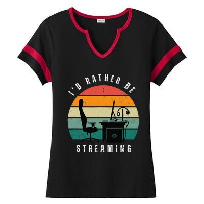 I Rather Be Streaming Ladies Halftime Notch Neck Tee