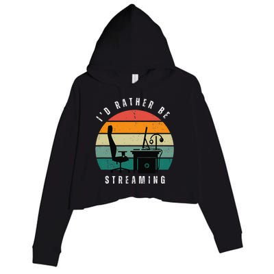 I Rather Be Streaming Crop Fleece Hoodie