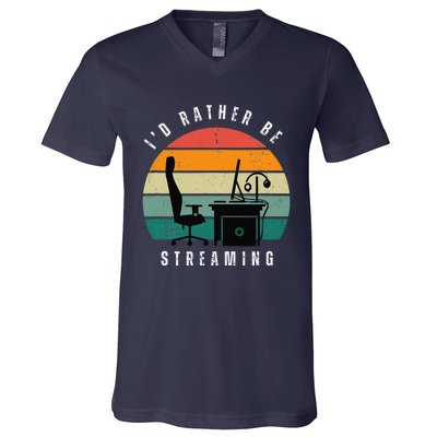 I Rather Be Streaming V-Neck T-Shirt