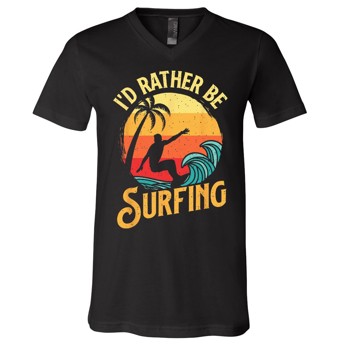 I'd Rather Be Surfing Beach Surfing Surfingboard Surfboard V-Neck T-Shirt