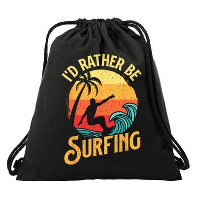 I'd Rather Be Surfing Beach Surfing Surfingboard Surfboard Drawstring Bag