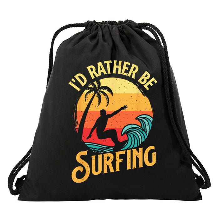 I'd Rather Be Surfing Beach Surfing Surfingboard Surfboard Drawstring Bag