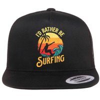 I'd Rather Be Surfing Beach Surfing Surfingboard Surfboard Flat Bill Trucker Hat