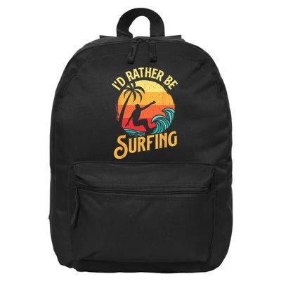 I'd Rather Be Surfing Beach Surfing Surfingboard Surfboard 16 in Basic Backpack
