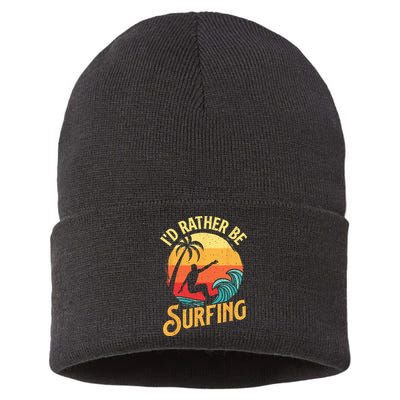 I'd Rather Be Surfing Beach Surfing Surfingboard Surfboard Sustainable Knit Beanie