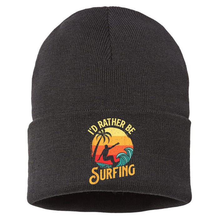 I'd Rather Be Surfing Beach Surfing Surfingboard Surfboard Sustainable Knit Beanie