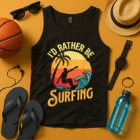 I'd Rather Be Surfing Beach Surfing Surfingboard Surfboard Tank Top