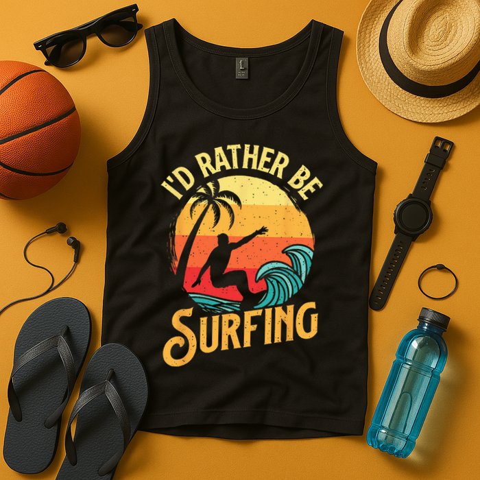 I'd Rather Be Surfing Beach Surfing Surfingboard Surfboard Tank Top