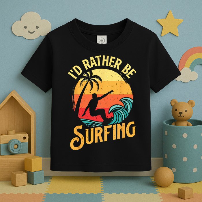 I'd Rather Be Surfing Beach Surfing Surfingboard Surfboard Toddler T-Shirt