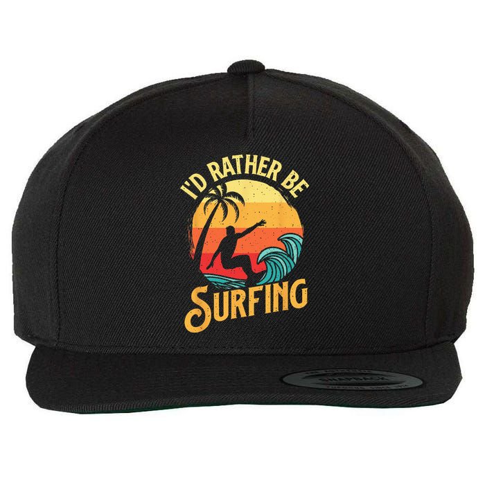 I'd Rather Be Surfing Beach Surfing Surfingboard Surfboard Wool Snapback Cap