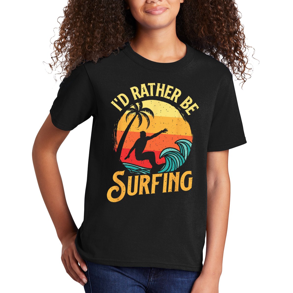 I'd Rather Be Surfing Beach Surfing Surfingboard Surfboard Kids T-Shirt